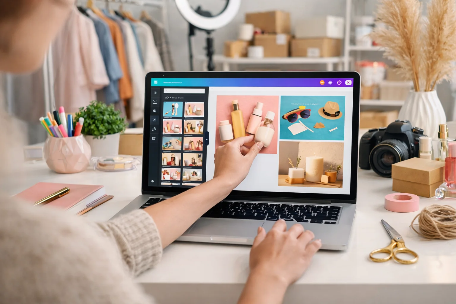 Canva Pro gi&uacute;p người b&aacute;n h&agrave;ng tạo ảnh sản phẩm nhanh m&agrave; vẫn chuy&ecirc;n nghiệp.